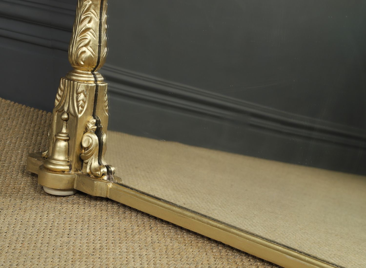 Large 5ft English Regency / William IV Carved Gilt Wall Hanging Overmantle / Overmantel / Mantelpiece Mirror (Circa 1835) photo vintage