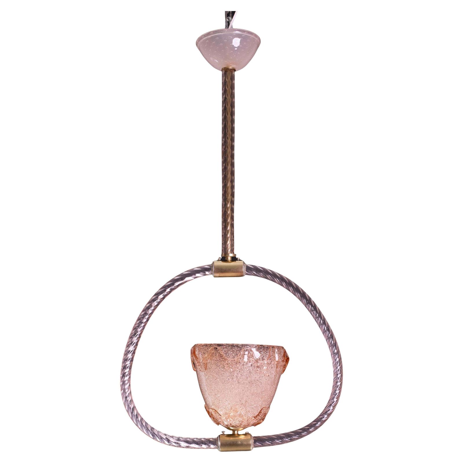 Extraordinary Pink Murano Glass Chandelier By Barovier & Toso, 1940s