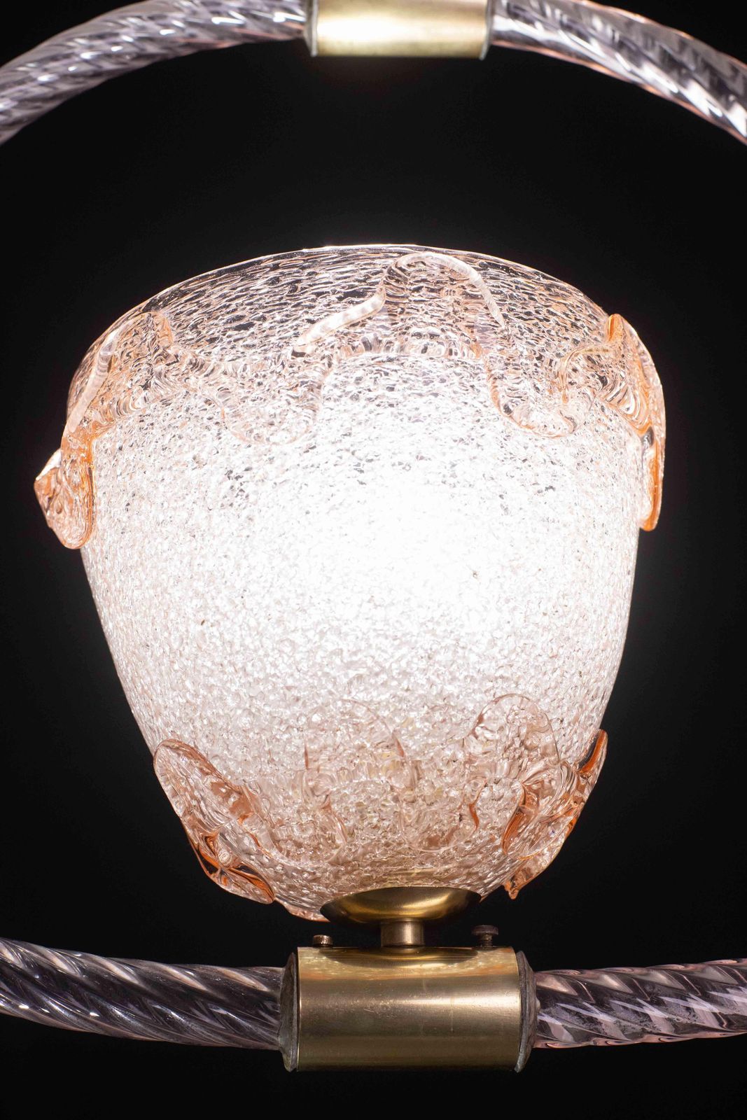 Extraordinary Pink Murano Glass Chandelier By Barovier & Toso, 1940s photo for sale
