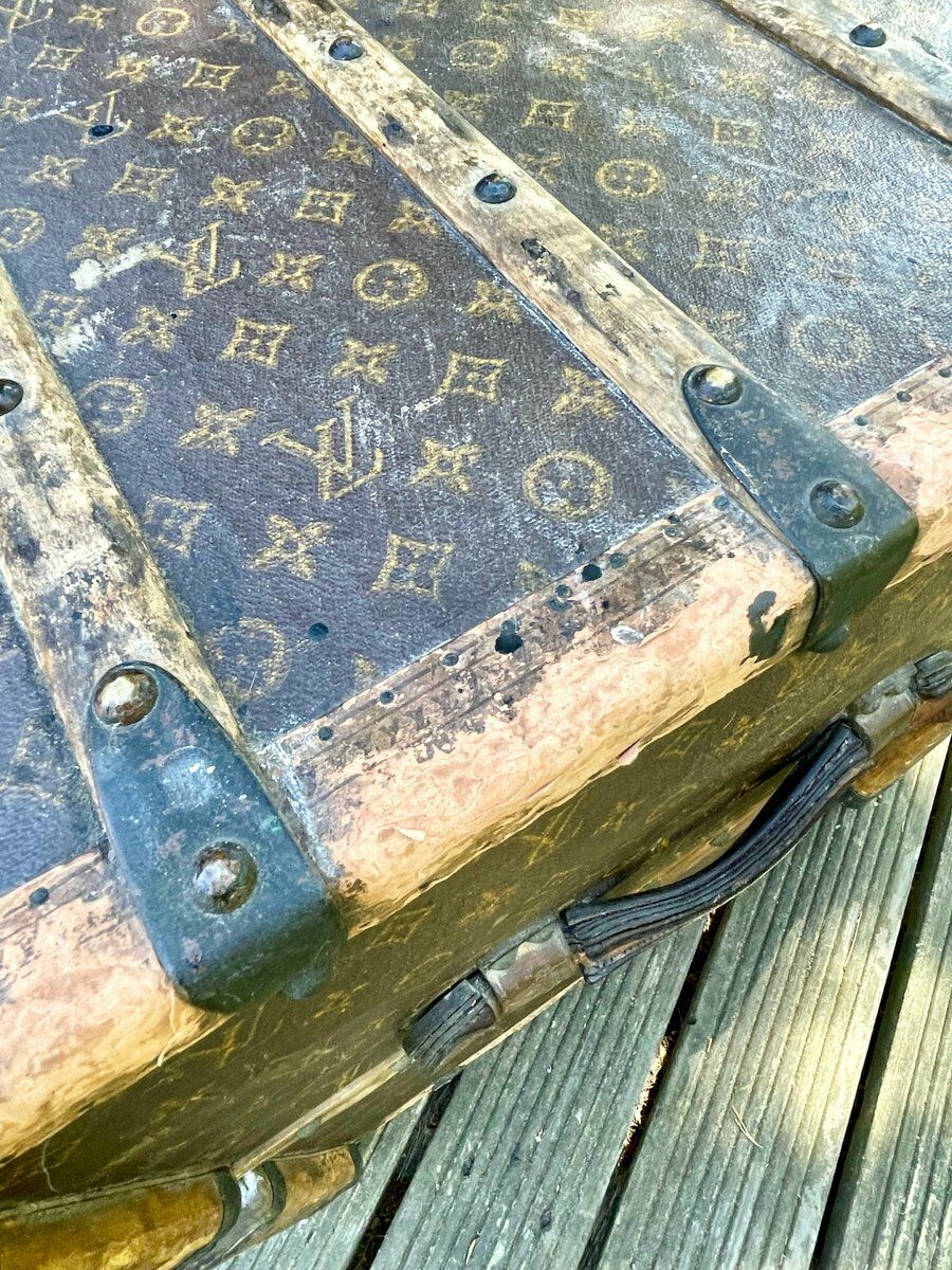 Antique Trunk In Lv Monogram Canvas From Louis Vuitton, France, 1924 photo vinterior