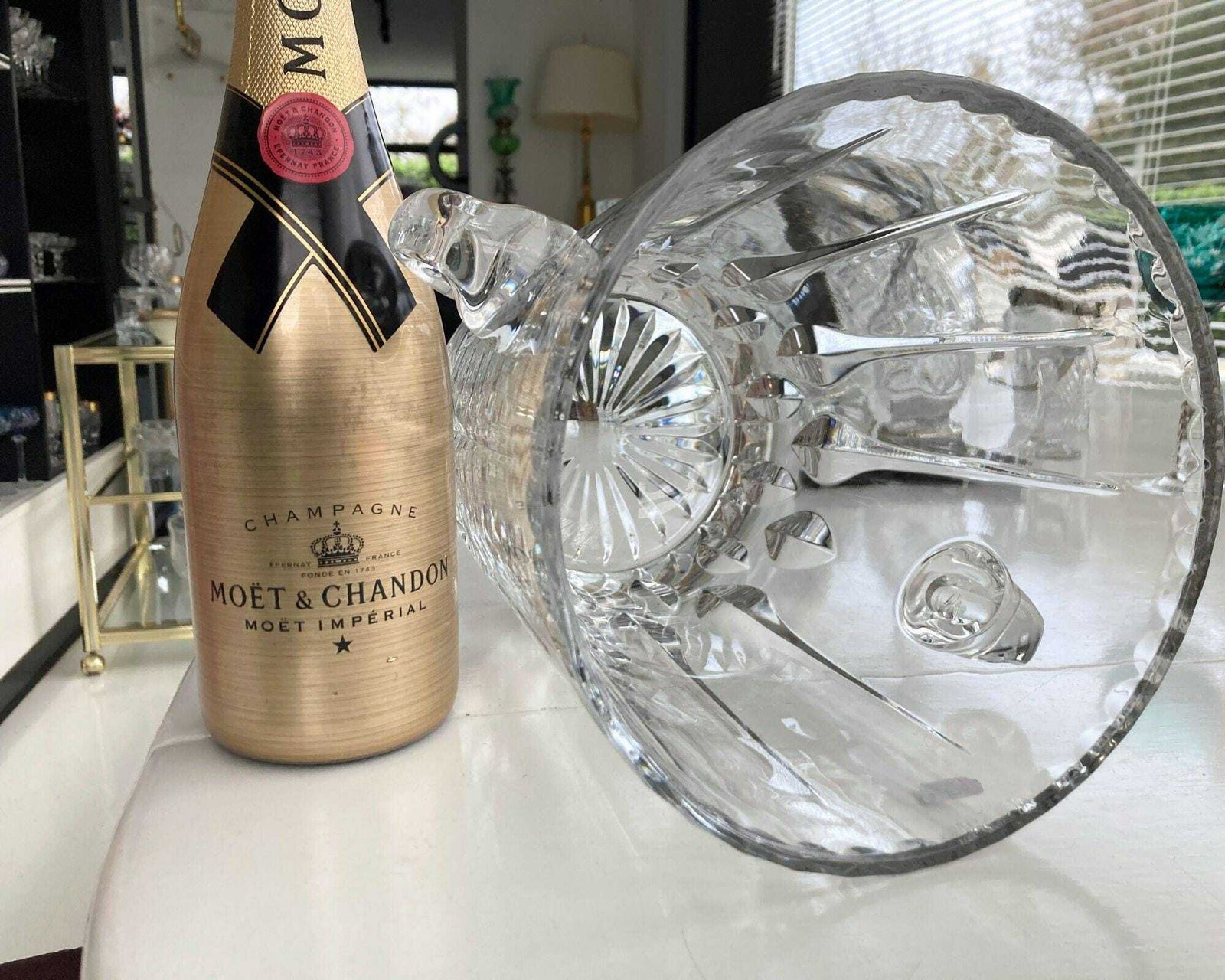 Champagne Bucket French | Large Crystal Bottle Cooler | 10" Tall! photo buy