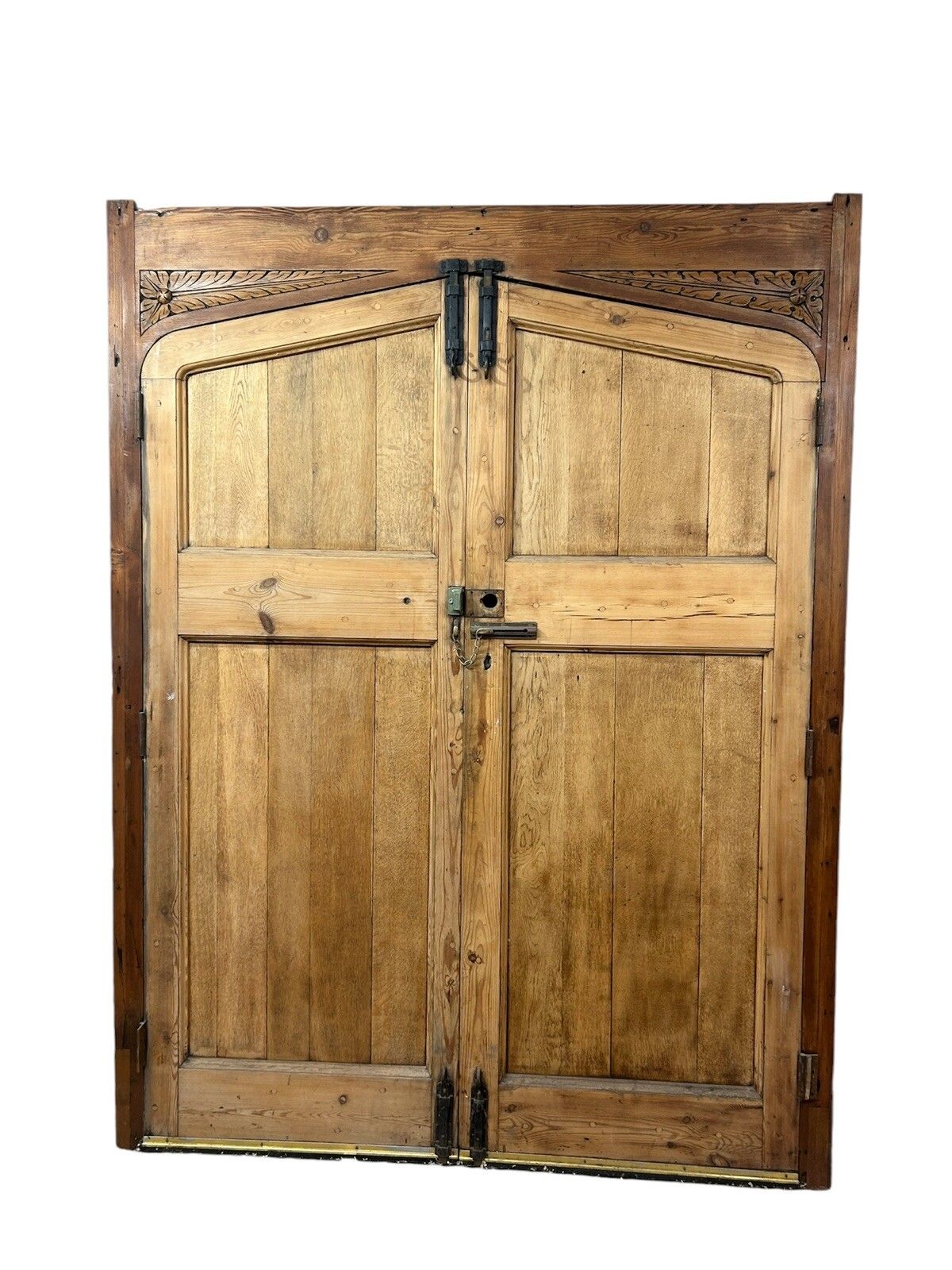 photo for sale Large Oak Front Doors Frame Reclaimed Period Double Period Manor Carved Iron