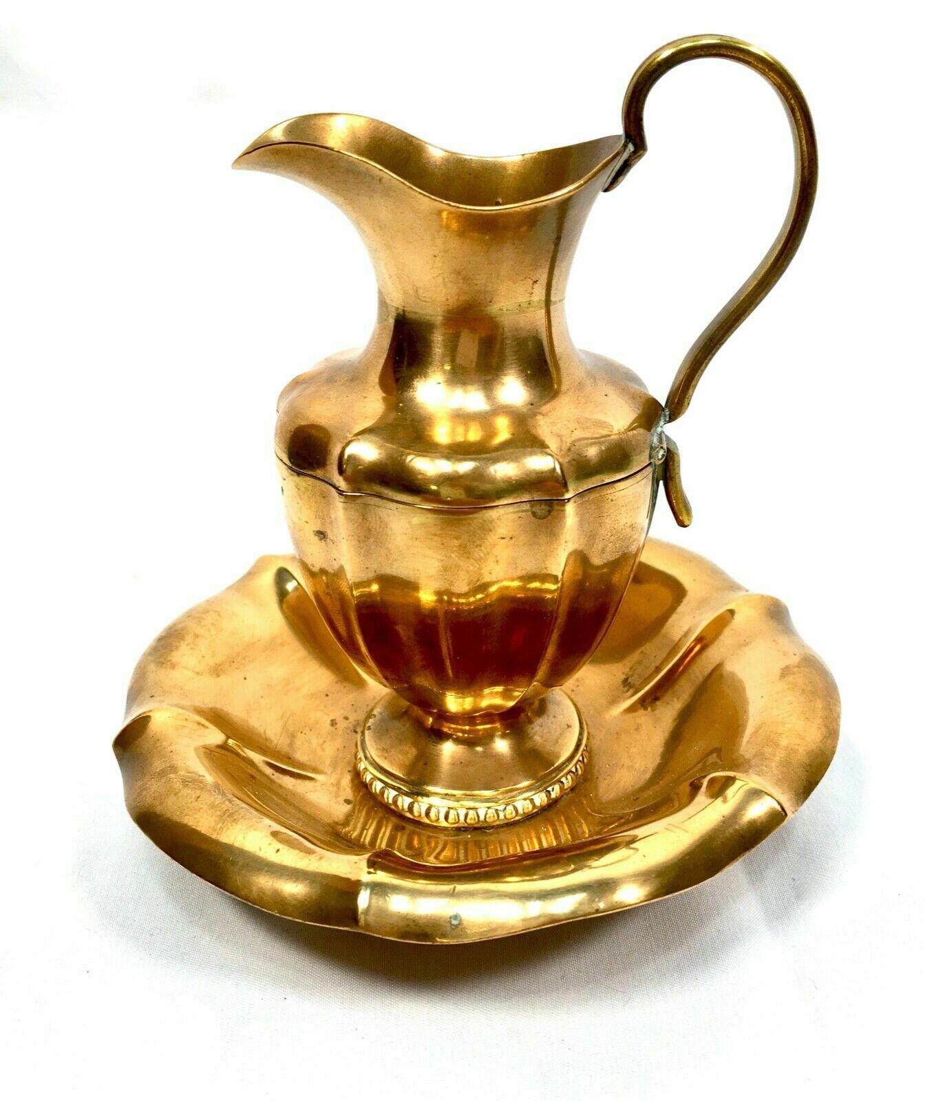 Antique Metal Brass Secret Hidden Inkwell In Chamber Stick Form / C.1900 photo furniture
