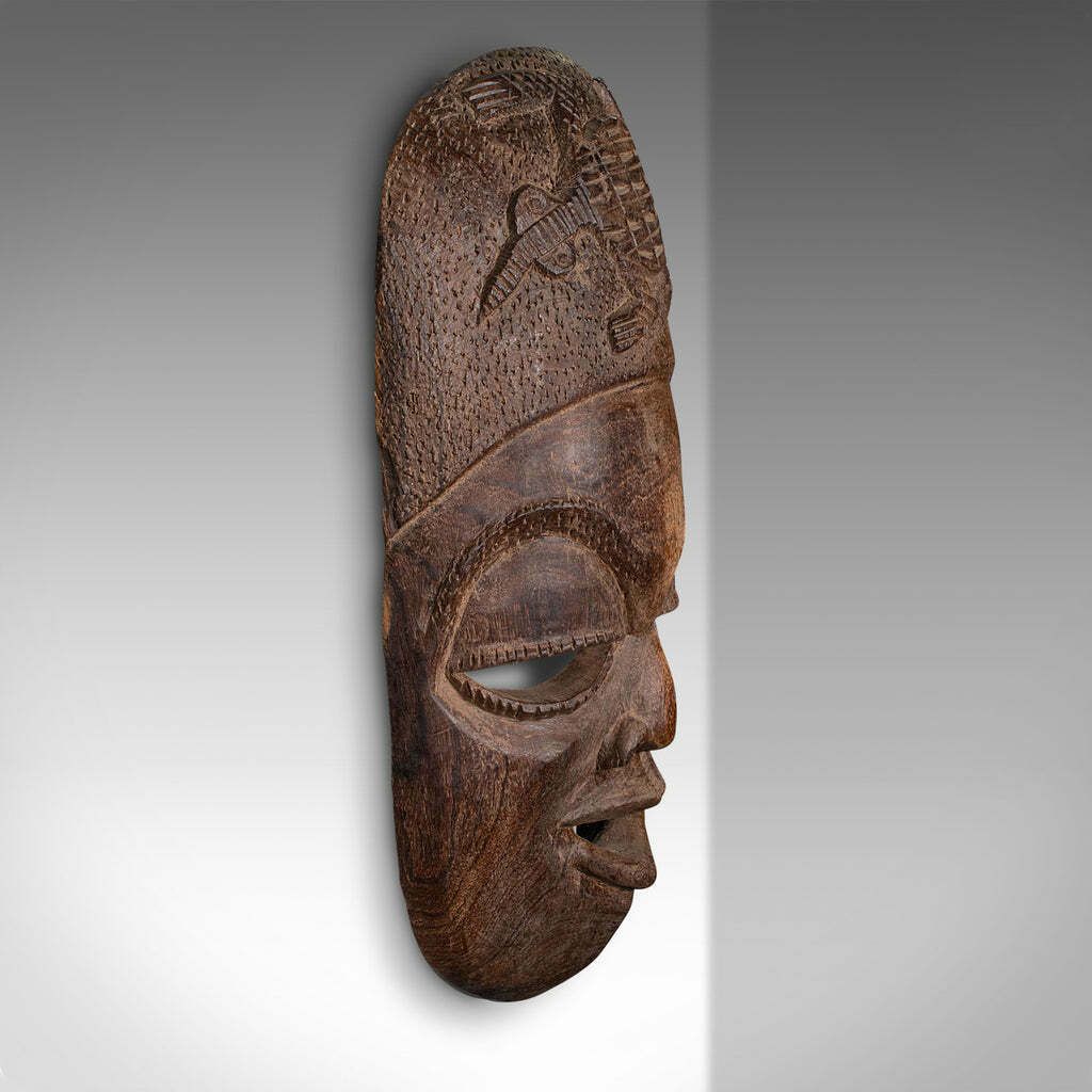 Large Vintage Display Mask, African, Ironwood, Hand Carved, Ceremonial, Tribal photo Art