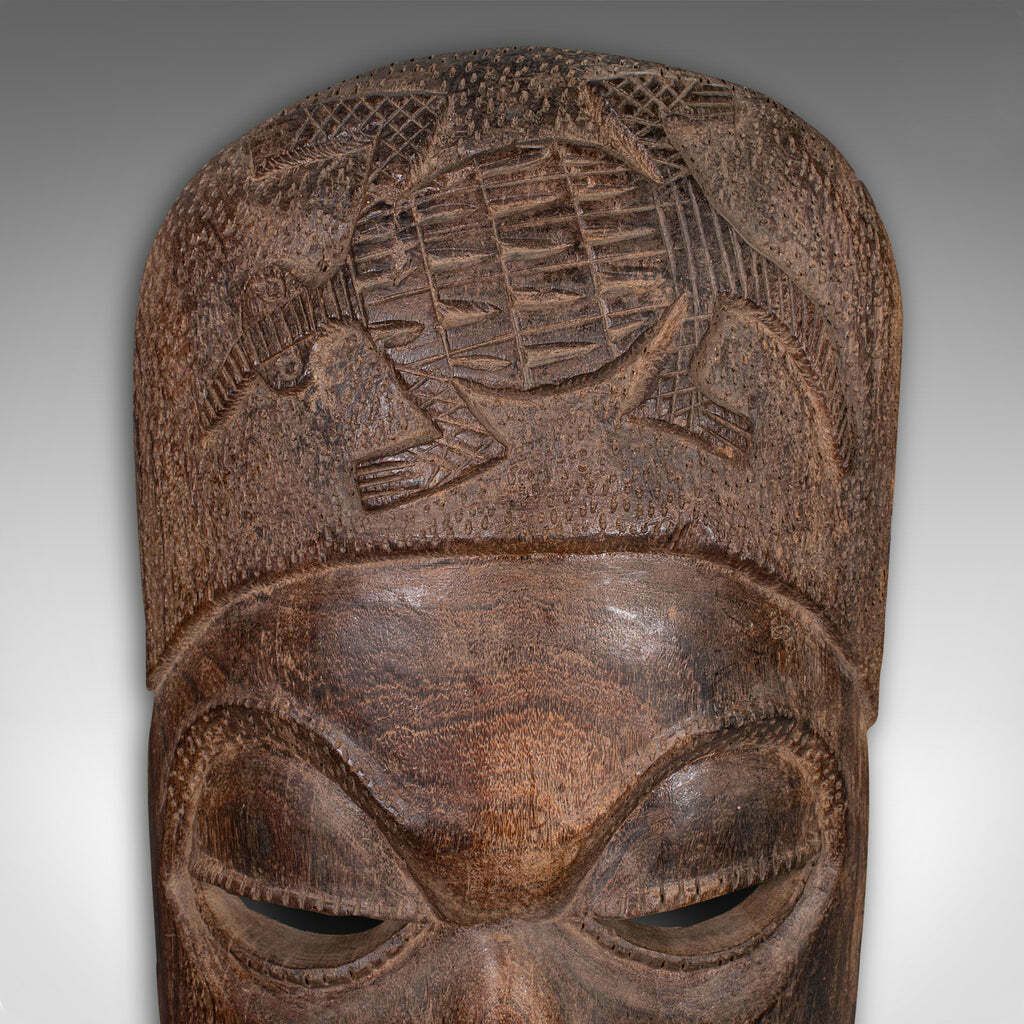 Large Vintage Display Mask, African, Ironwood, Hand Carved, Ceremonial, Tribal photo vinterior