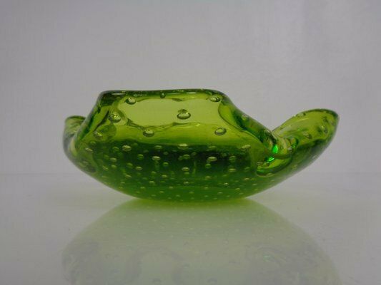 photo furniture Green Sommerso Murano Glass Ashtray, Italy, 1960s