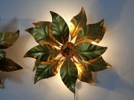 Golden Flower Shape Flushmounts By Hans Kögl, 1970s, Set Of 2 photo vintage