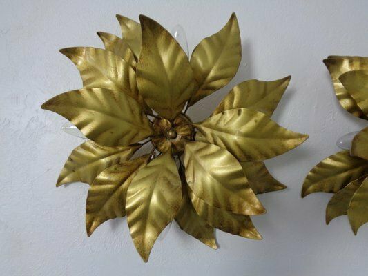photo furniture Golden Flower Shape Flushmounts By Hans Kögl, 1970s, Set Of 2