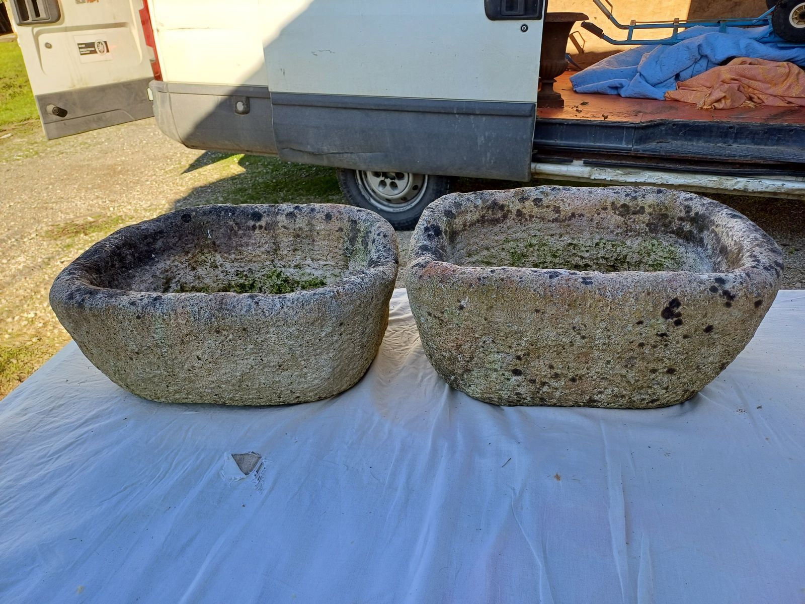 Pair Of 19th Century Stone Planters photo vinterior