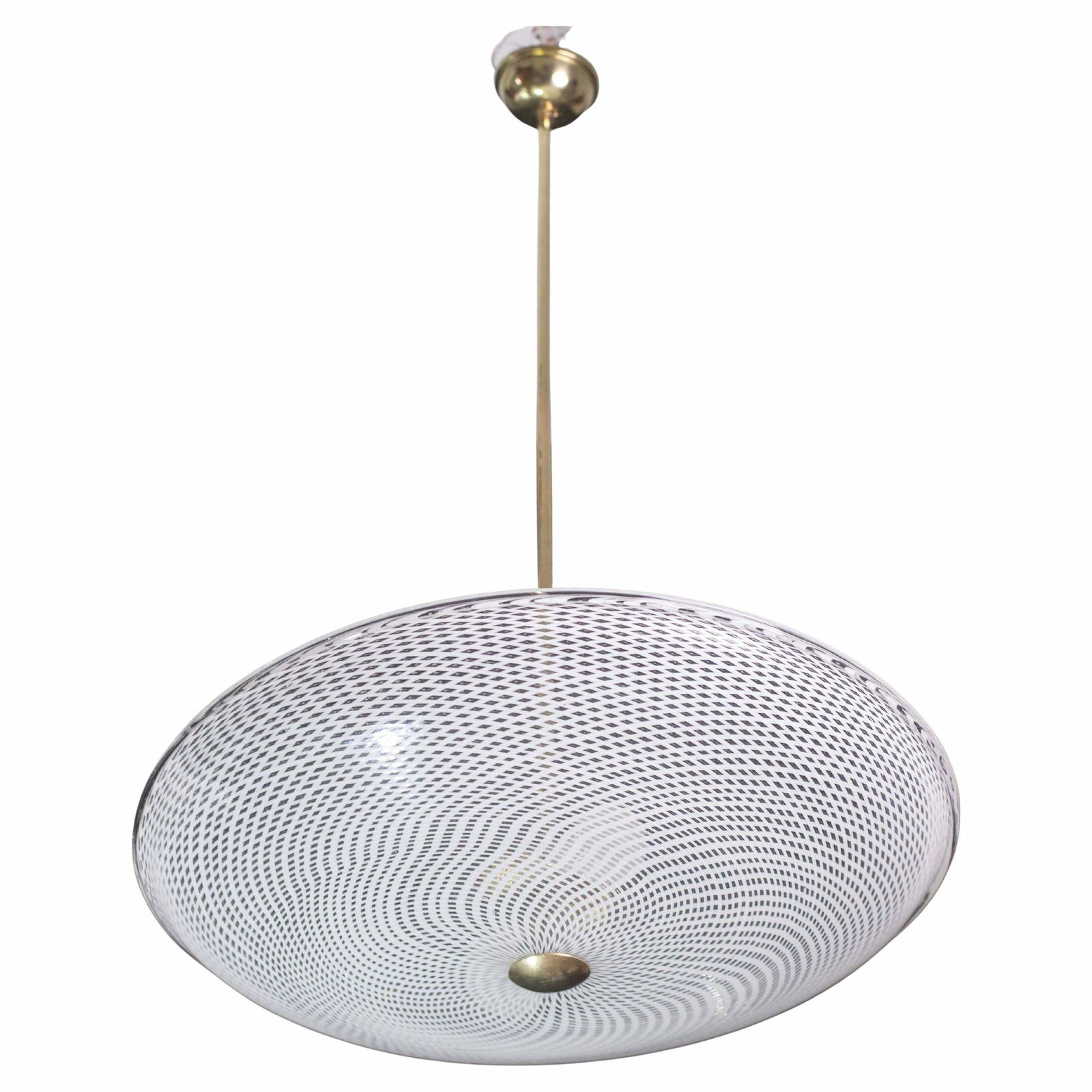 Fine Art Deco Reticello Murano Glass Disc Chandelier By Venini 1940s