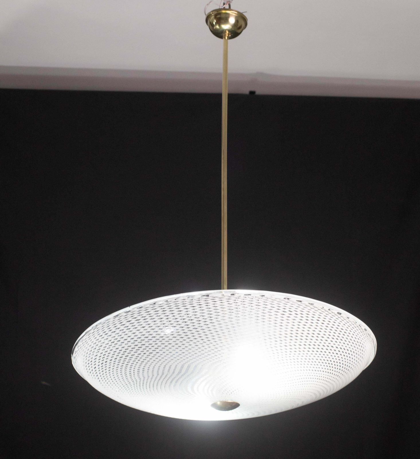 Fine Art Deco Reticello Murano Glass Disc Chandelier By Venini 1940s photo furniture