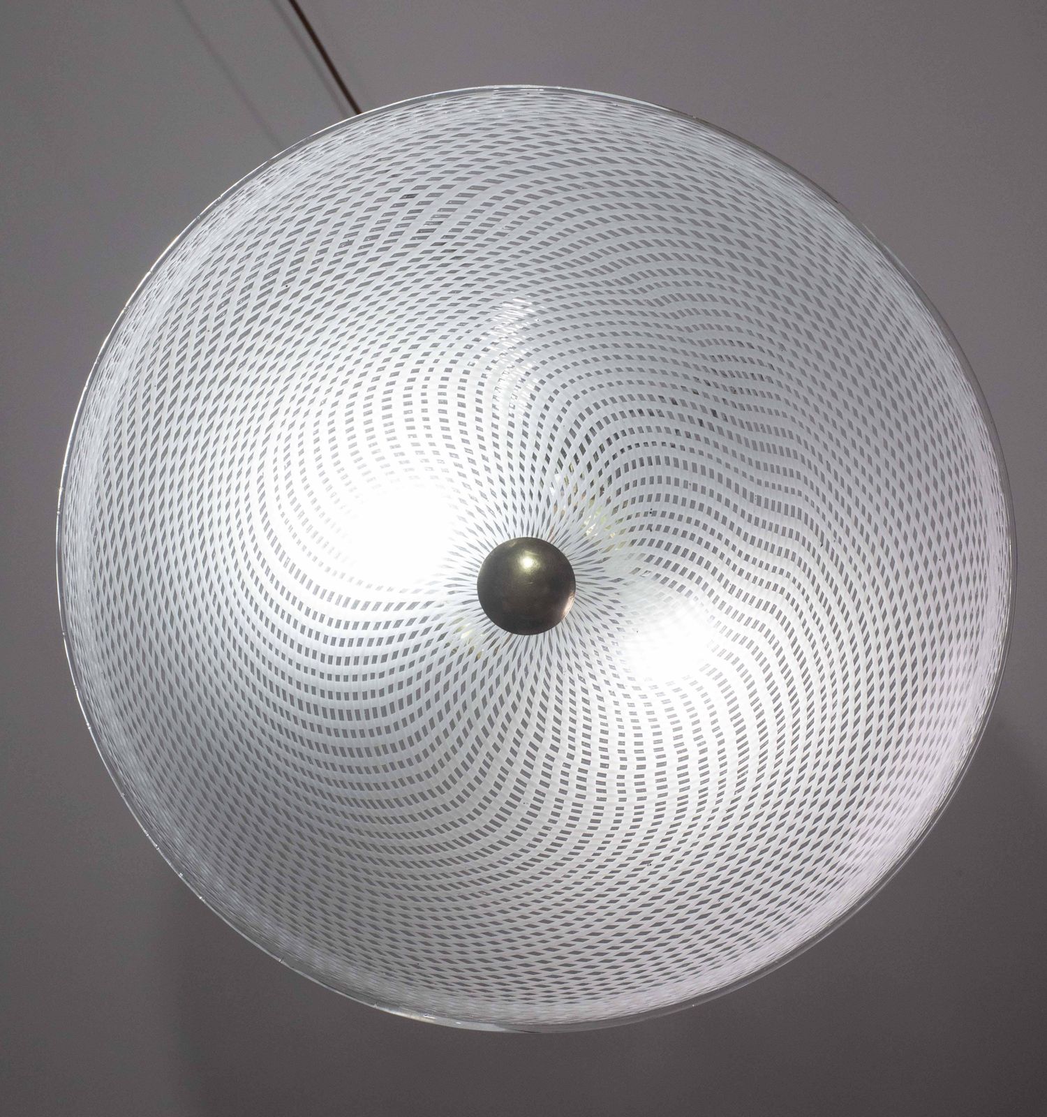 Fine Art Deco Reticello Murano Glass Disc Chandelier By Venini 1940s photo for sale