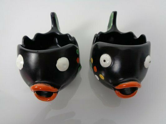 191.0 Ceramic Fish Ashtrays From Zell Schmider, 1960s, Set Of 2 photo