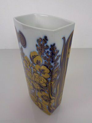 Pop Art Hutschenreuther Cobalt Porcelain Vase By Hermann Schwahn, Germany, 1960s photo vintage