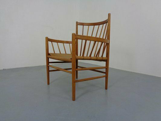 Early J82 Oak & Papercord Armchair By Jørgen Bækmark For Fdb Møbler, Denmark, 1960s photo 2661.0