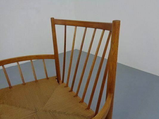 photo vintage Early J82 Oak & Papercord Armchair By Jørgen Bækmark For Fdb Møbler, Denmark, 1960s