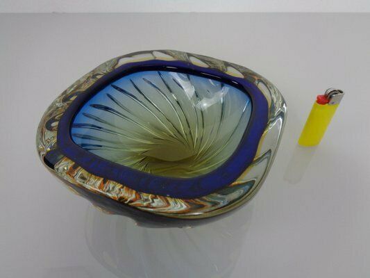 Blue Brown Sommerso Murano Glass Bowl Or Ashtray By Flavio Poli, Italy, 1960s photo buy