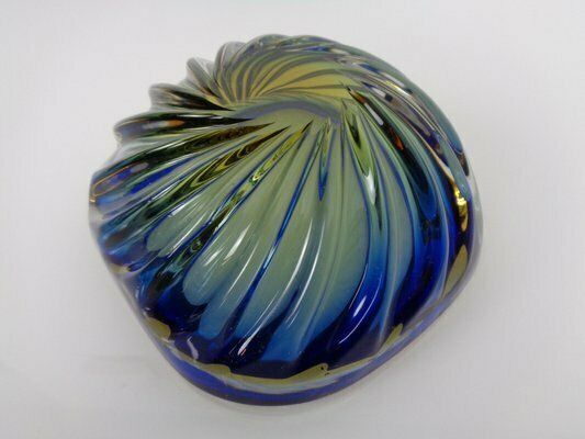 Home Decor Blue Brown Sommerso Murano Glass Bowl Or Ashtray By Flavio Poli, Italy, 1960s photo