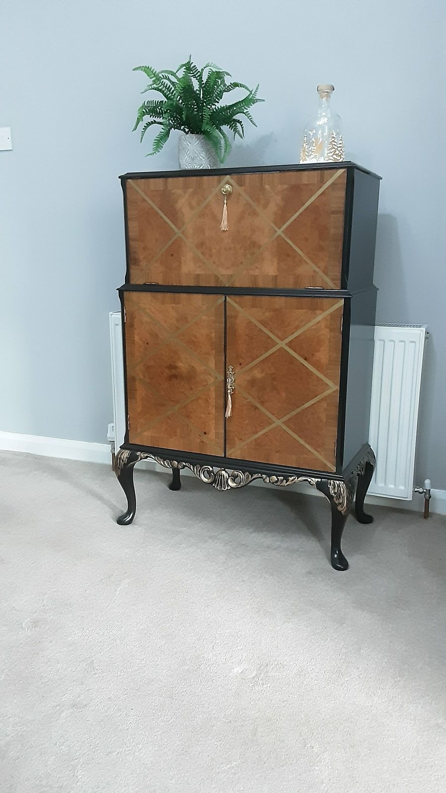 Queen Anne Walnut Cocktail Cabinet.