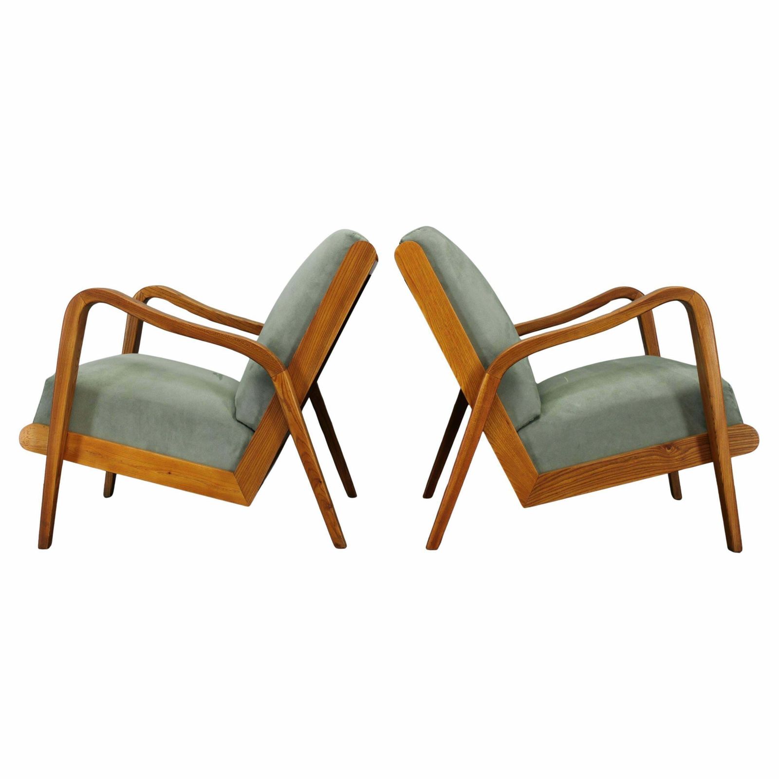 Kozelka En Kropacek – Paar Eiken Fauteuils, Zeldzaam Model, Ca. Jaren 1960, Nagezien En Opgeknapt