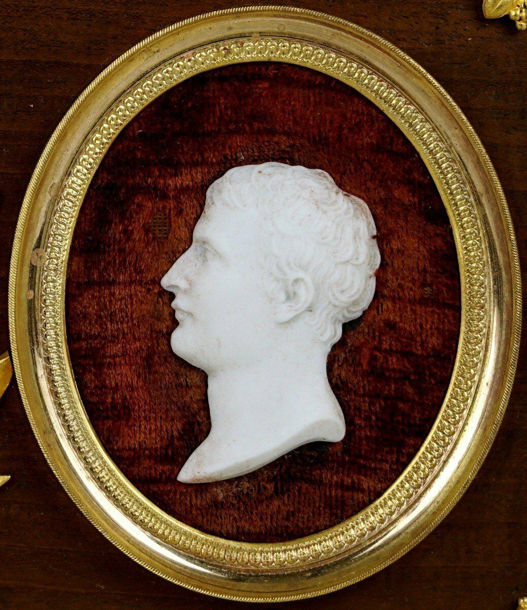 Pair Of Biscuit Porcelain Medallions "Napoleon And Marie Louise"   Sèvres   19th Century photo for sale