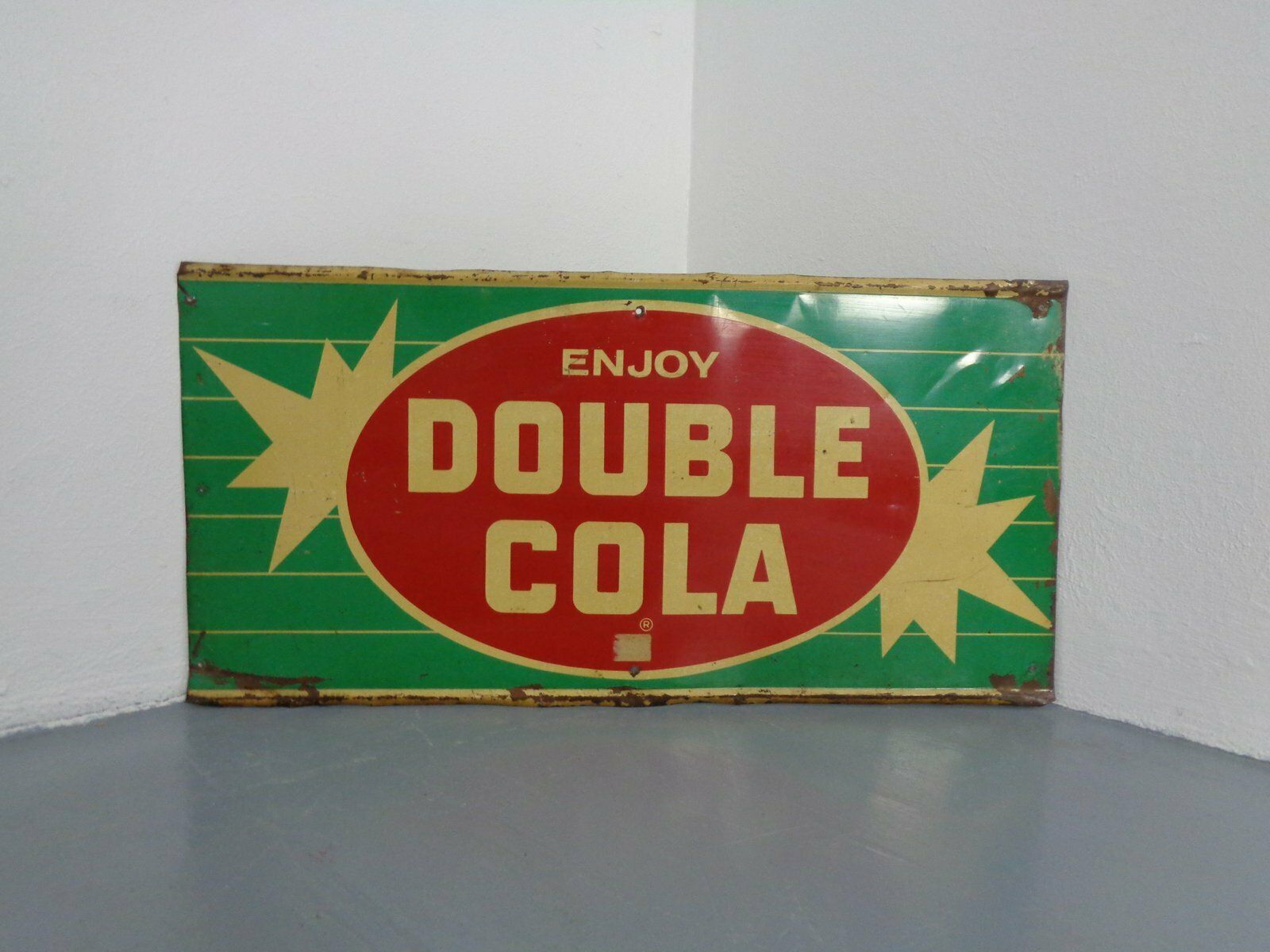 Tin Enjoy Double Cola Sign, USA, 1960s photo vinterior