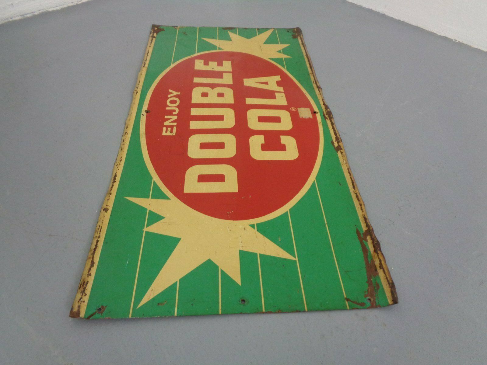 photo vintage Tin Enjoy Double Cola Sign, USA, 1960s