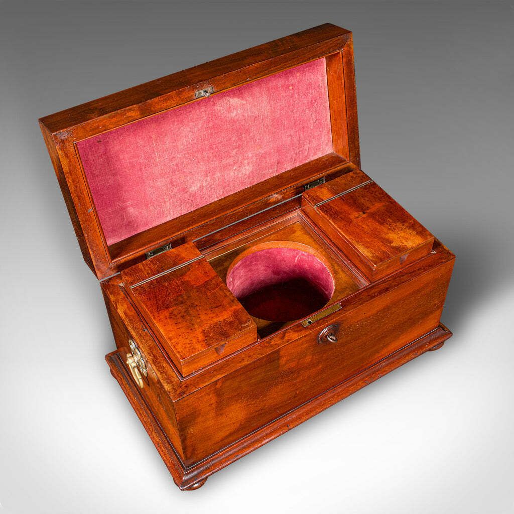 Antique Loose Tea Caddy, English, Dual Compartment Beverage Case, Regency, 1820 photo vintage