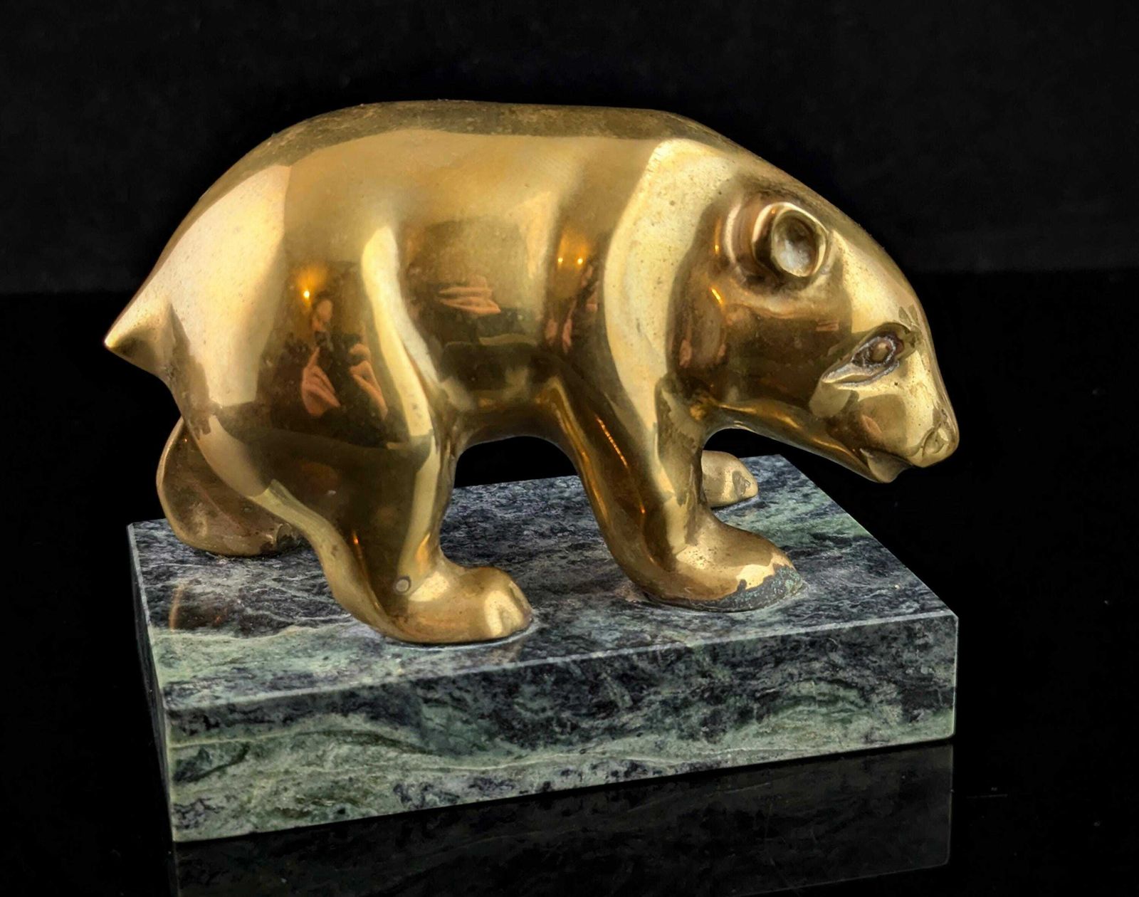 Vintage Art Deco Brass Baby Polar Bear, Desk Figure