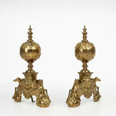 Large 20th Century Neo Classical Copper Firebucks, France, 1940, Set Of 2