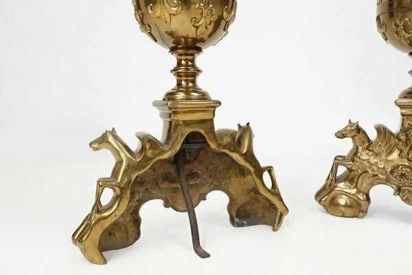 Large 20th Century Neo Classical Copper Firebucks, France, 1940, Set Of 2 photo vintage