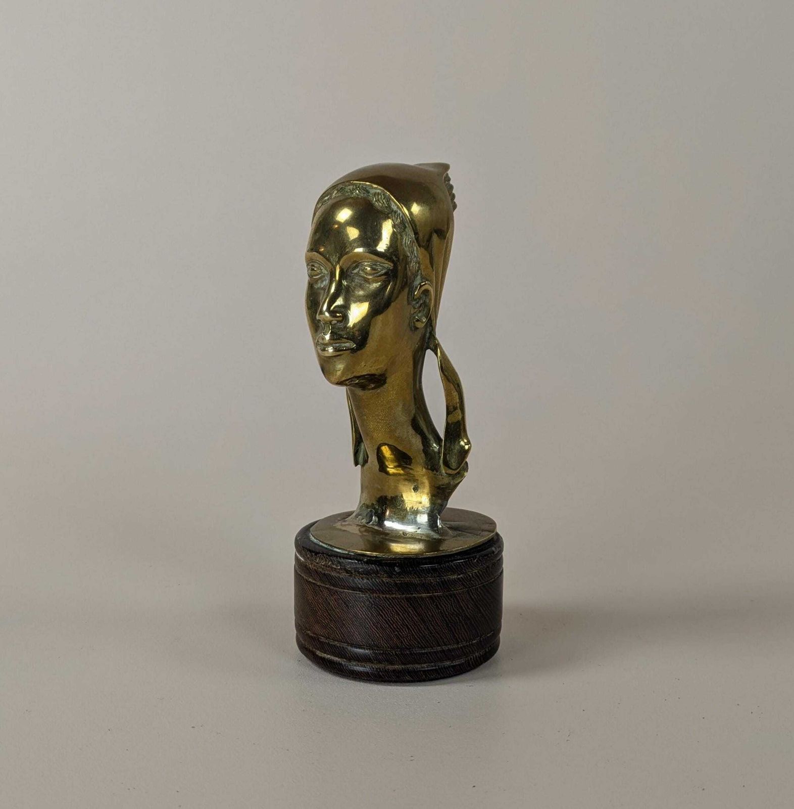 Vintage French Bronze Female Bust Sculpture In The Manner Of Aslan, Gilt Bronze Art Statuette