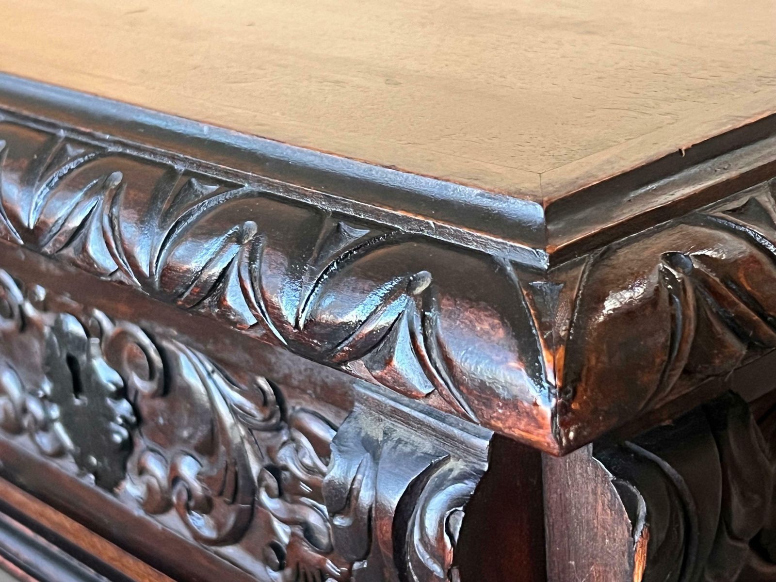 Mobilier Table de bibliothèque ou bureau baroque espagnol à deux faces en chêne, XIXe siècle photo