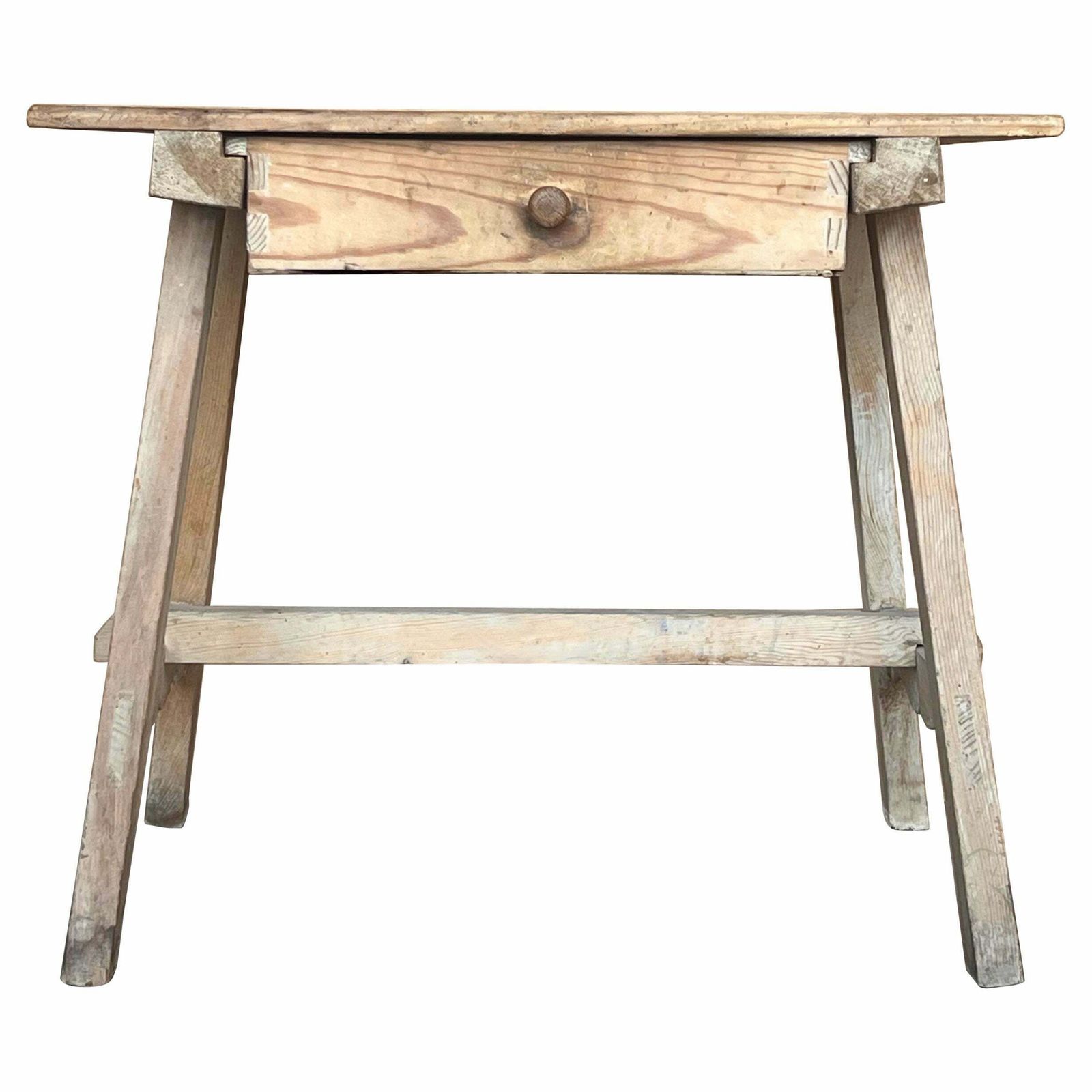 Table d'appoint baroque espagnole décolorée avec tiroir