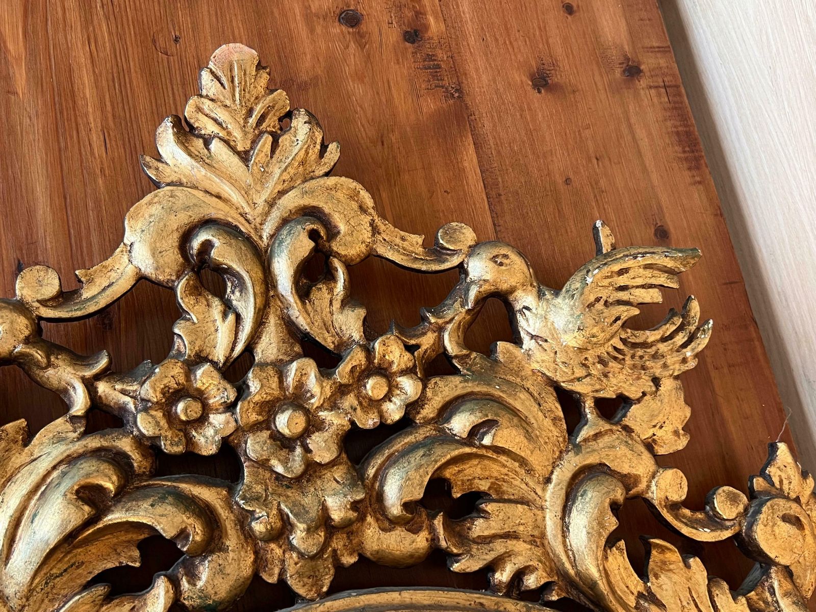 Miroir ovale d'époque Empire en bois doré, XIXe siècle photo 4336.0