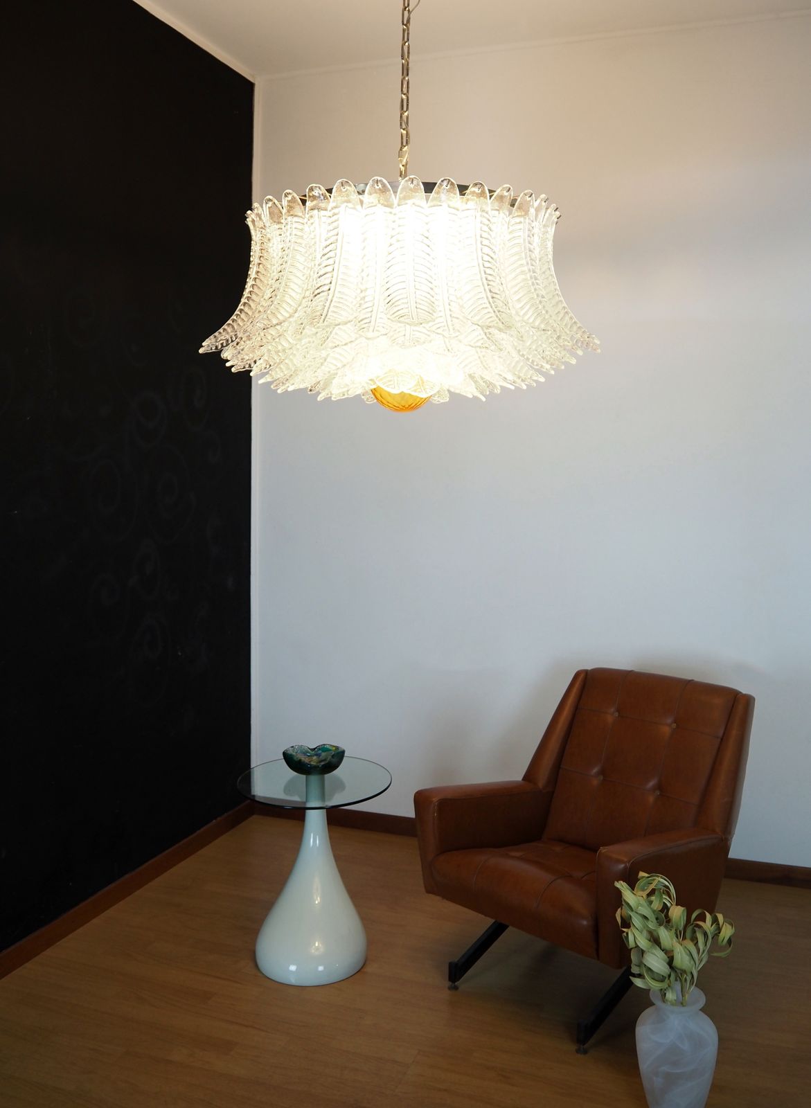 Large Murano Glass Chandelier  100 Clear Felci Glasses photo furniture