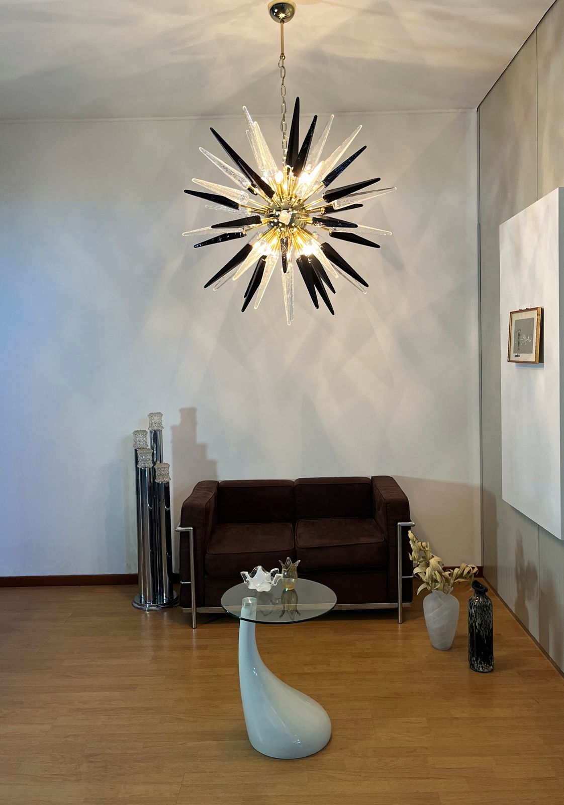 Exceptional Murano Trasparent And Black Glass Sputnik Chandelier   51 Glasses photo 1840.0