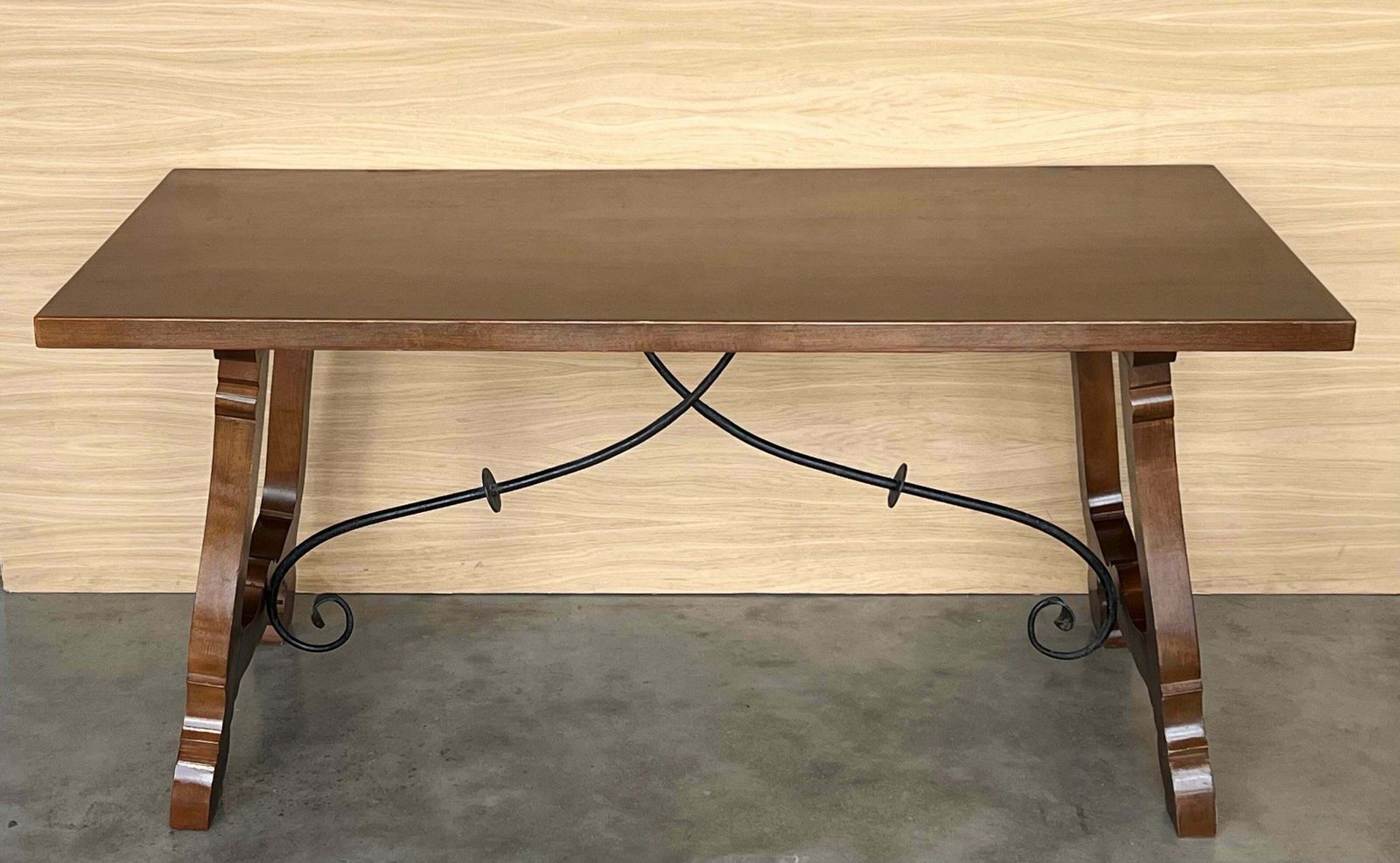 20th Dining Or Console Table Of Walnut With Lyre Legs And Heavy Top, Spain photo 5343.0