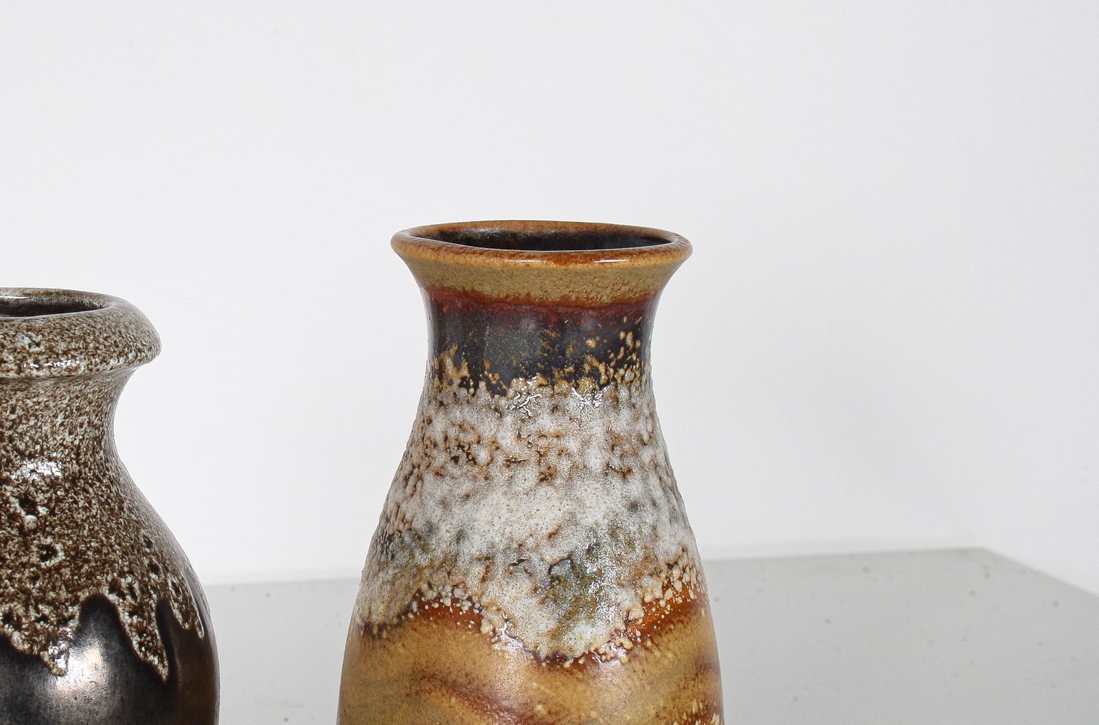 A Pair Of West German Pottery Lava Vases In Earthy Vibrant Tones photo Home Decor