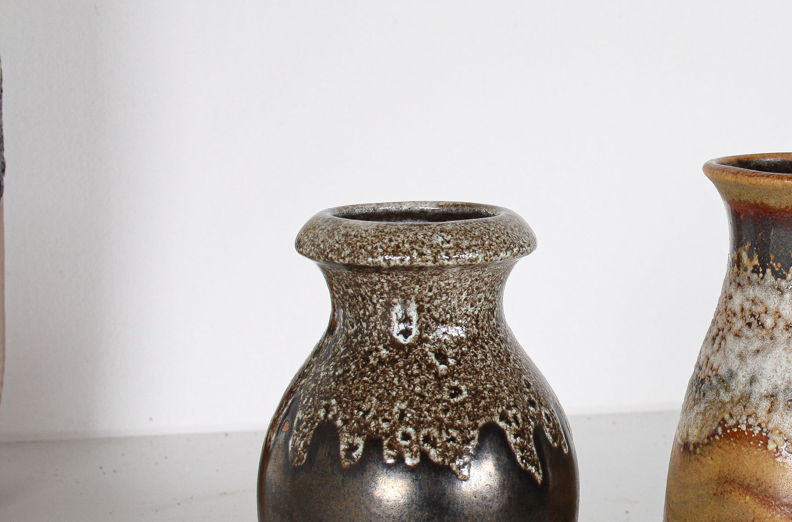 A Pair Of West German Pottery Lava Vases In Earthy Vibrant Tones photo 195.0