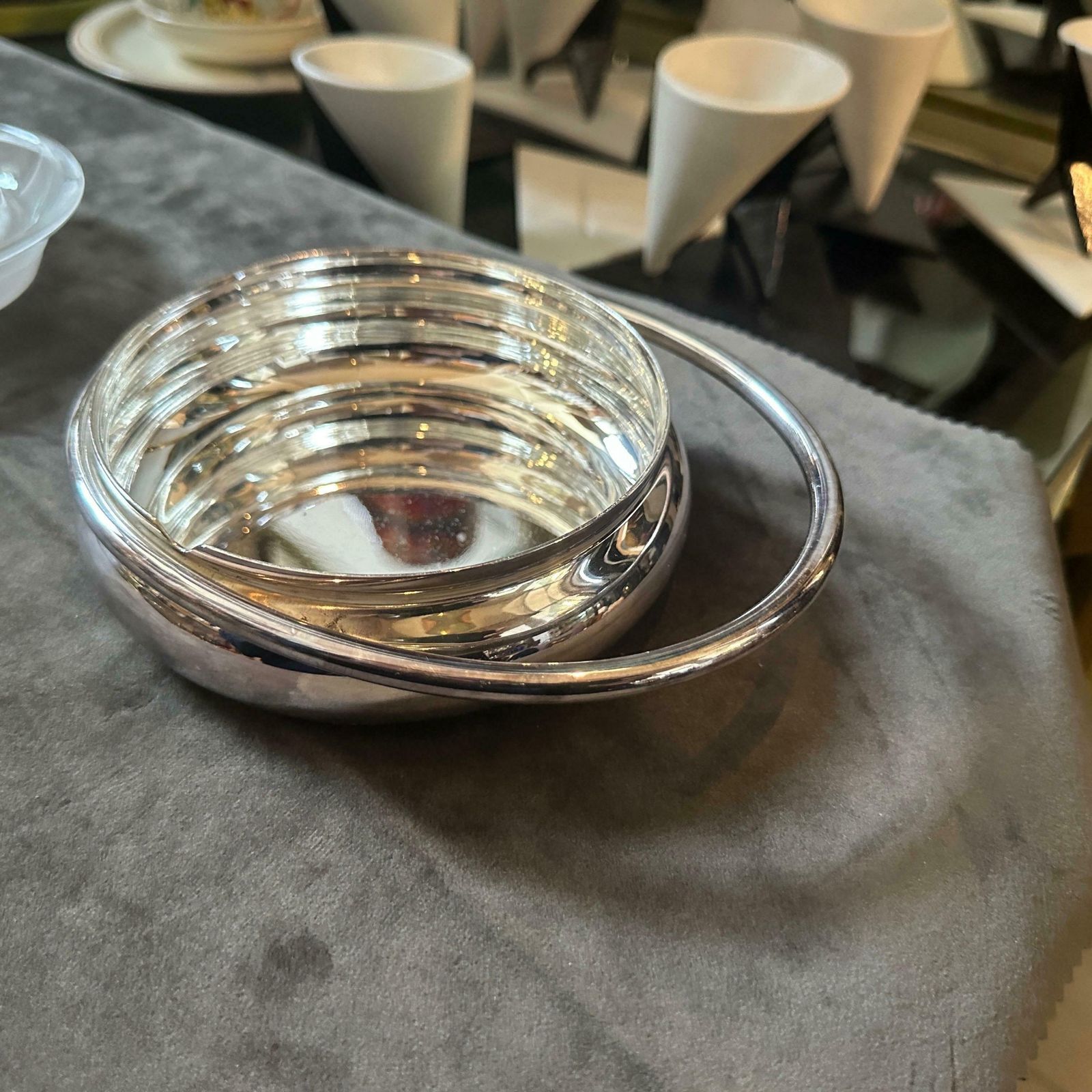 1980s Lino Sabattini Modernist Silver Plated And Glass Citrus Squeezer photo 530.0