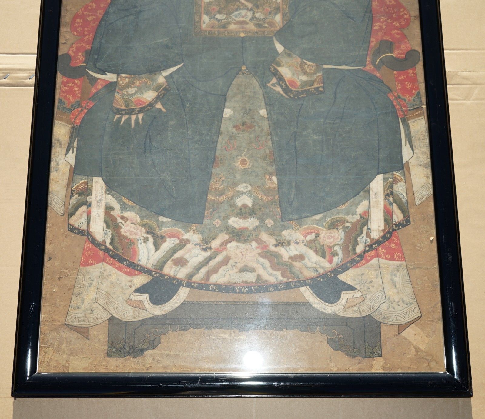 photo vinterior Fine & Collectable Antique Cir 1860 Chinese Ancestral Portrait In Museum Frame