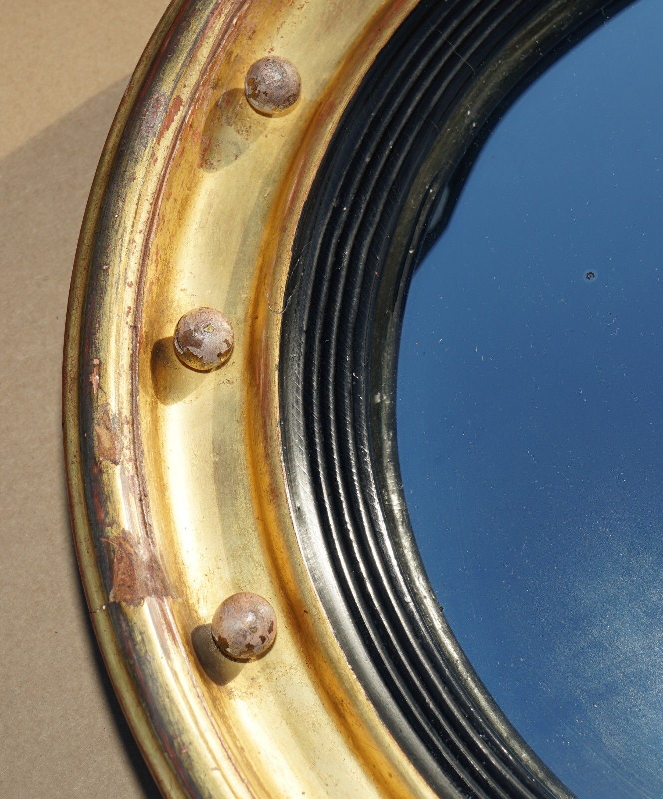 Collectable Antique Regency Cir 1815 Giltwood Framed Convex Butlers Wall Mirror photo vinterior
