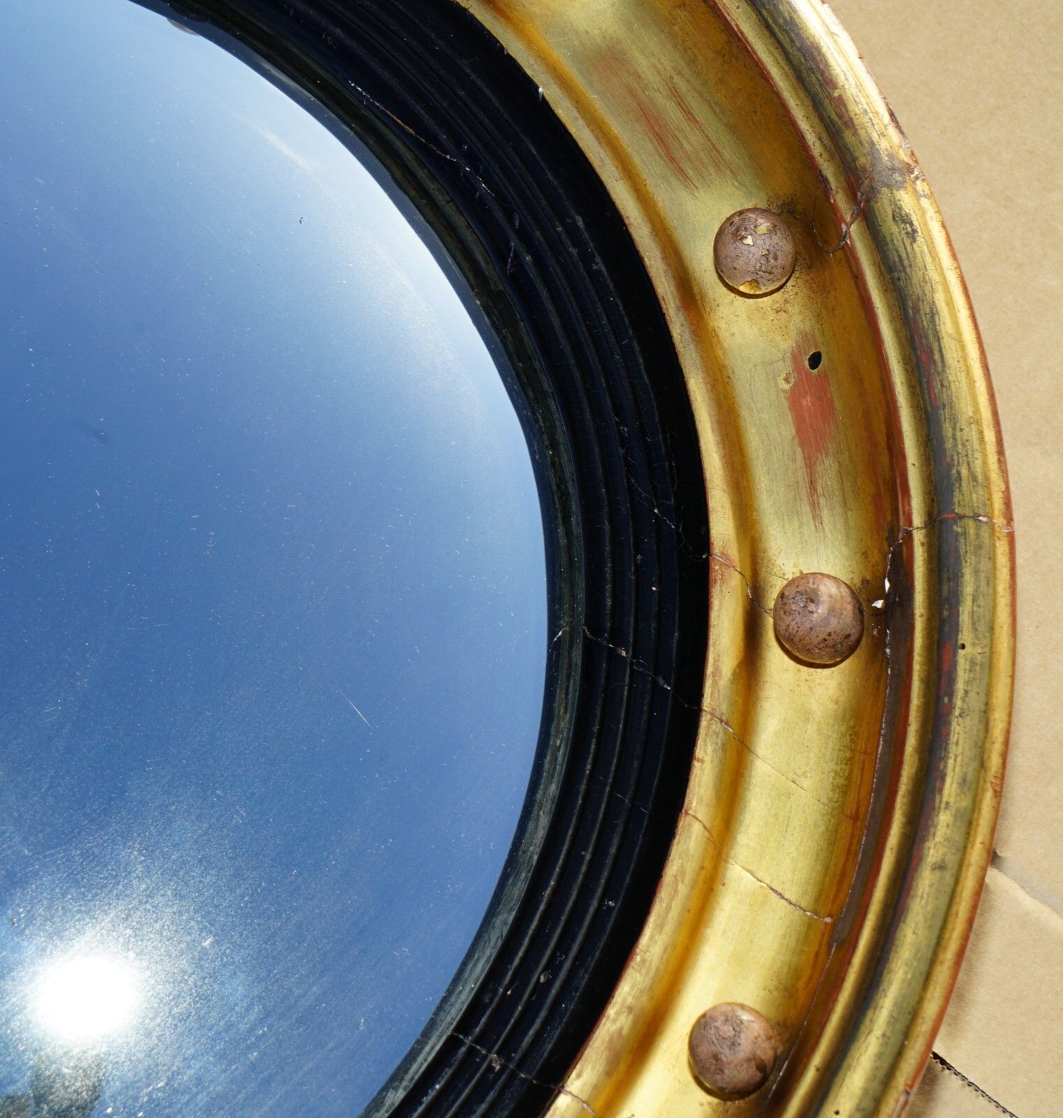 Collectable Antique Regency Cir 1815 Giltwood Framed Convex Butlers Wall Mirror photo buy