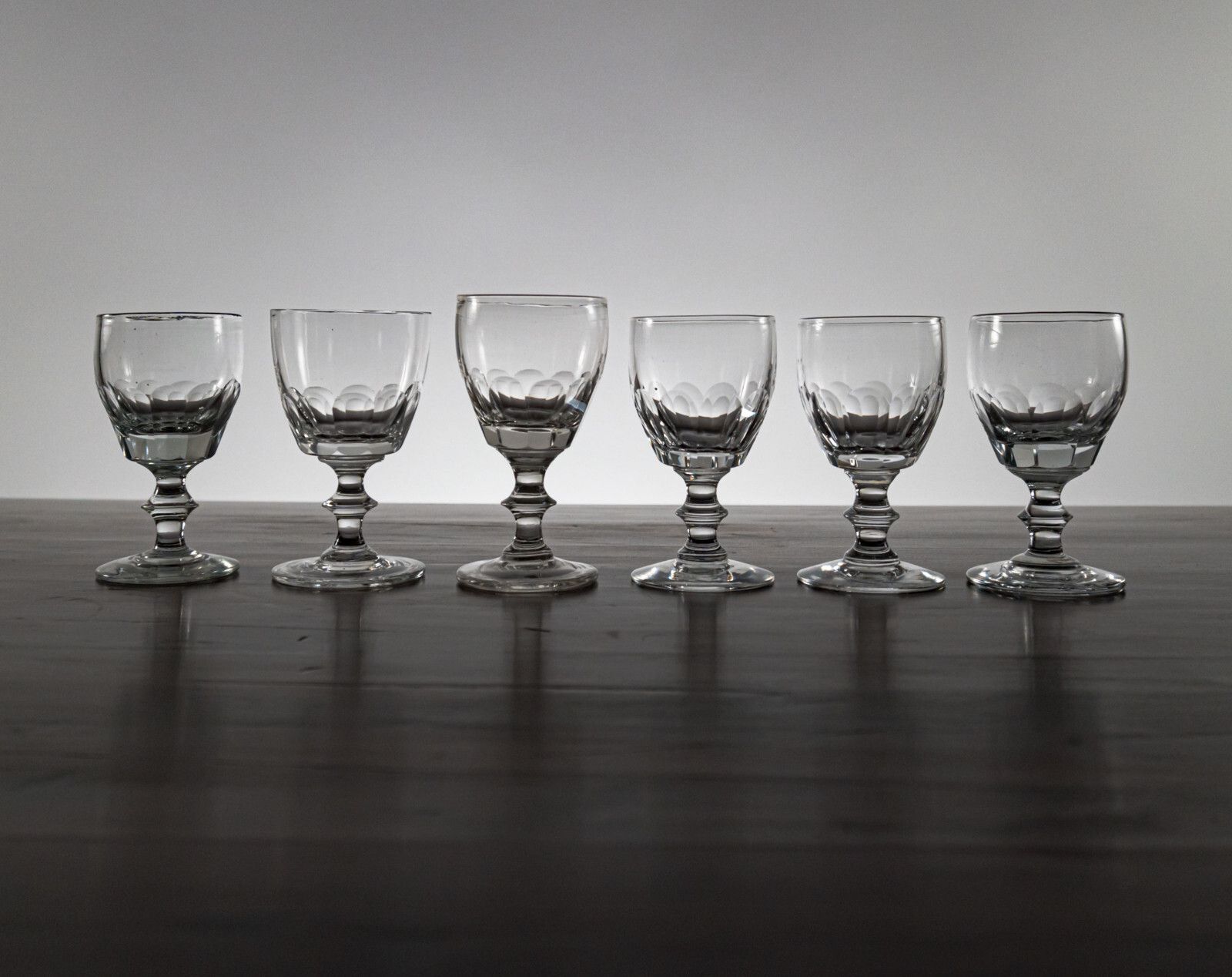 Set X6 Antique Mid 19th Century Holmegaard Danish Facet Cut Seltzer Glasses photo furniture