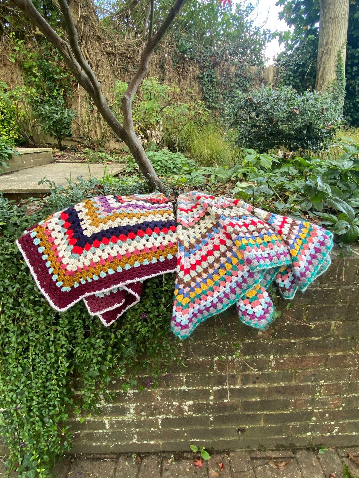 Authentic Vintage Crocheted Small Blankets, Baby Blankets, Chair Throws (Approx 106cm Sq)   Different Colours