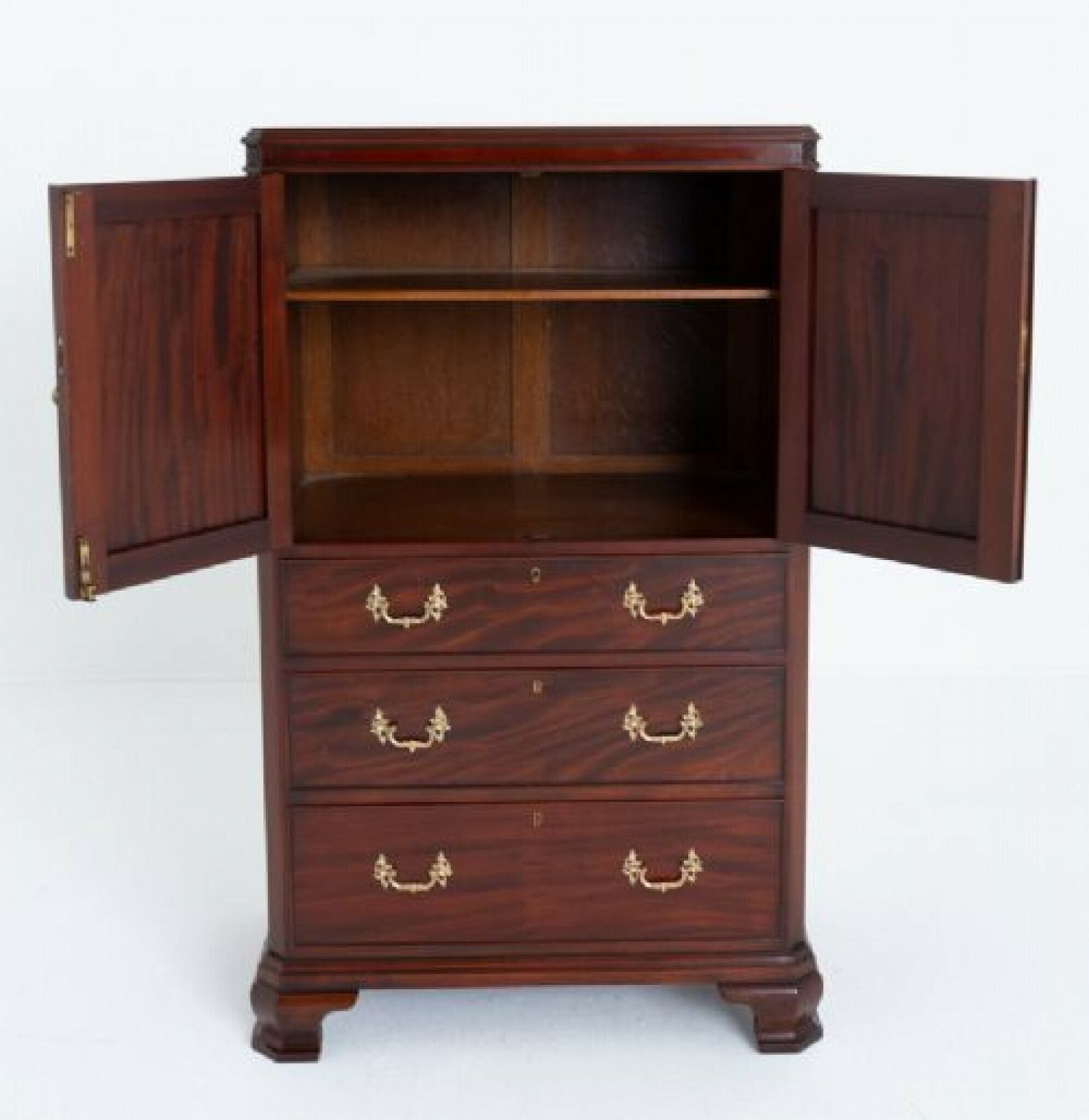 photo for sale Chippendale Linen Cabinet Mahogany Closet Cupboard Lambs Of Manchester