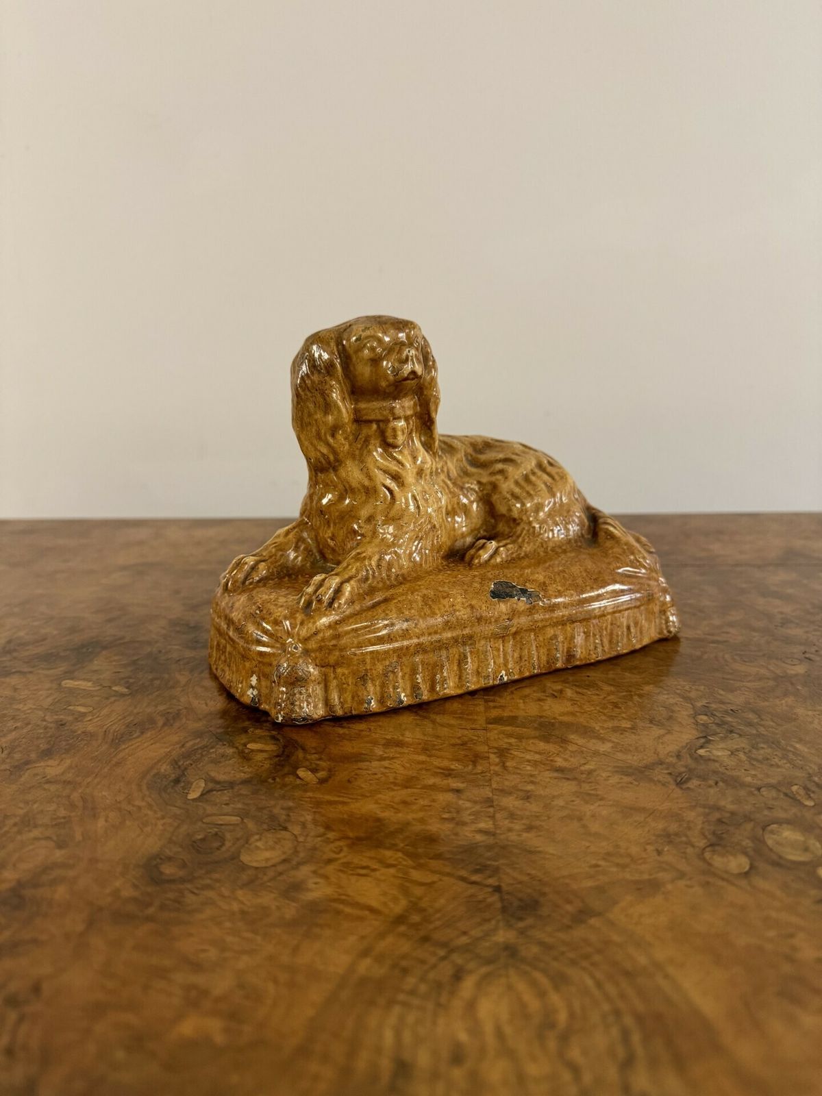 Unusual 19th Century Staffordshire Stoneware King Charles Spaniel photo Home Decor