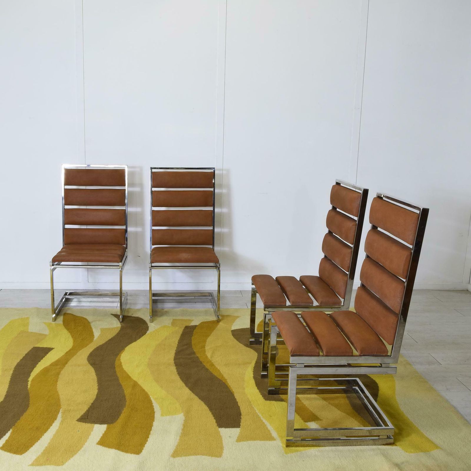 Romeo Rega Set Of Four Chairs Doghe 1970s photo for sale