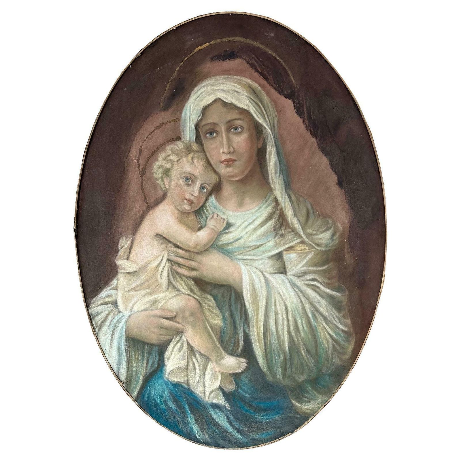 Early 20th Century Virgin And Child Painting, 1900s